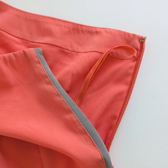 Sachin+Babi One-Shoulder Lapel Sleeveless Mini Dress Coral Gray Stripe - sz 0 - Picture 5 of 12